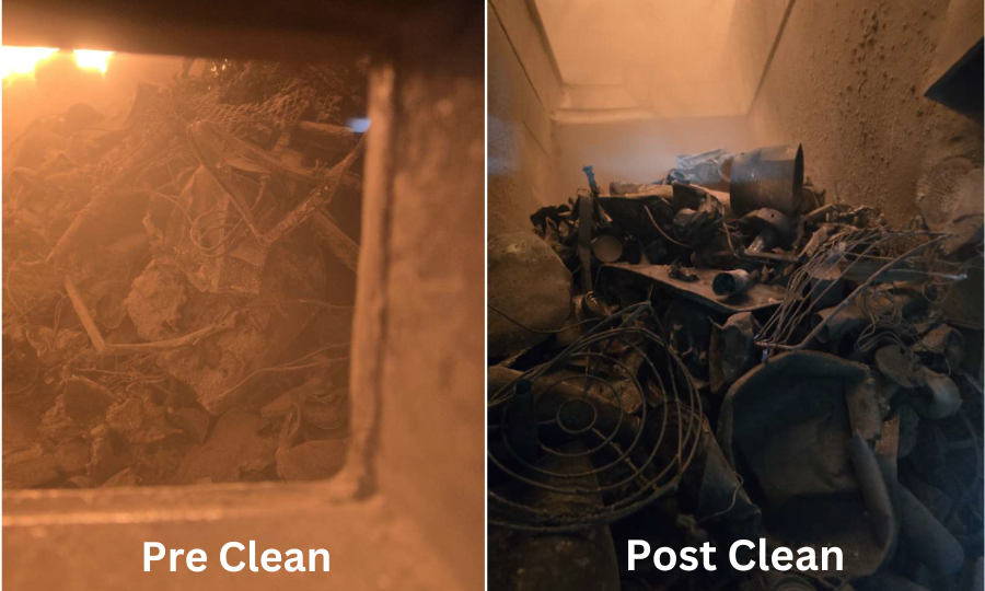 Wet Ash Discharger pre and post clean