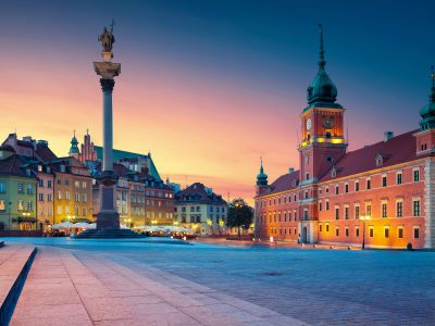 Warsaw. Image of Old Town Warsaw, Poland during sunset.